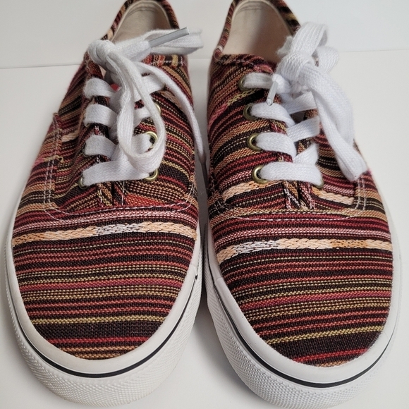 Airwalk Orange Striped Canvas Lace Up Sneakers 7.5 - Picture 2 of 7